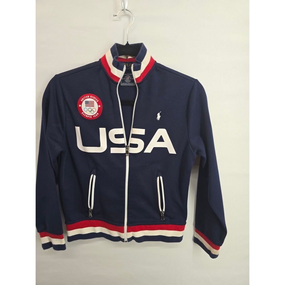 Polo Ralph Lauren Kids Team USA Olympic Track Jacket Navy Blue M 10-12 2022